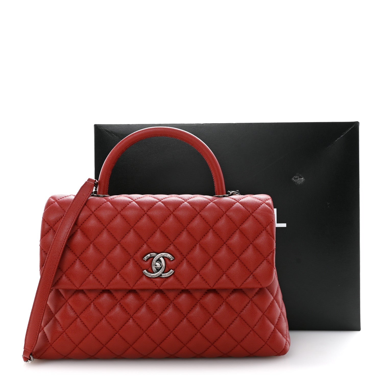 Caviar Quilted Medium Coco Handle Flap Red