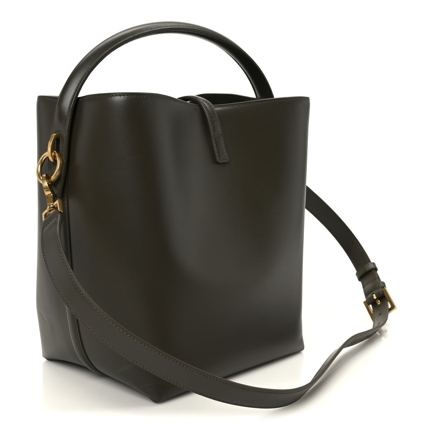 Shiny Calfskin Le 37 Bucket Bag Deep Musk