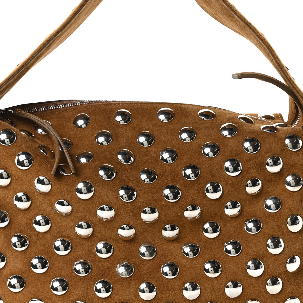 Pebbled Sport Calfskin Studded Elena Nougat