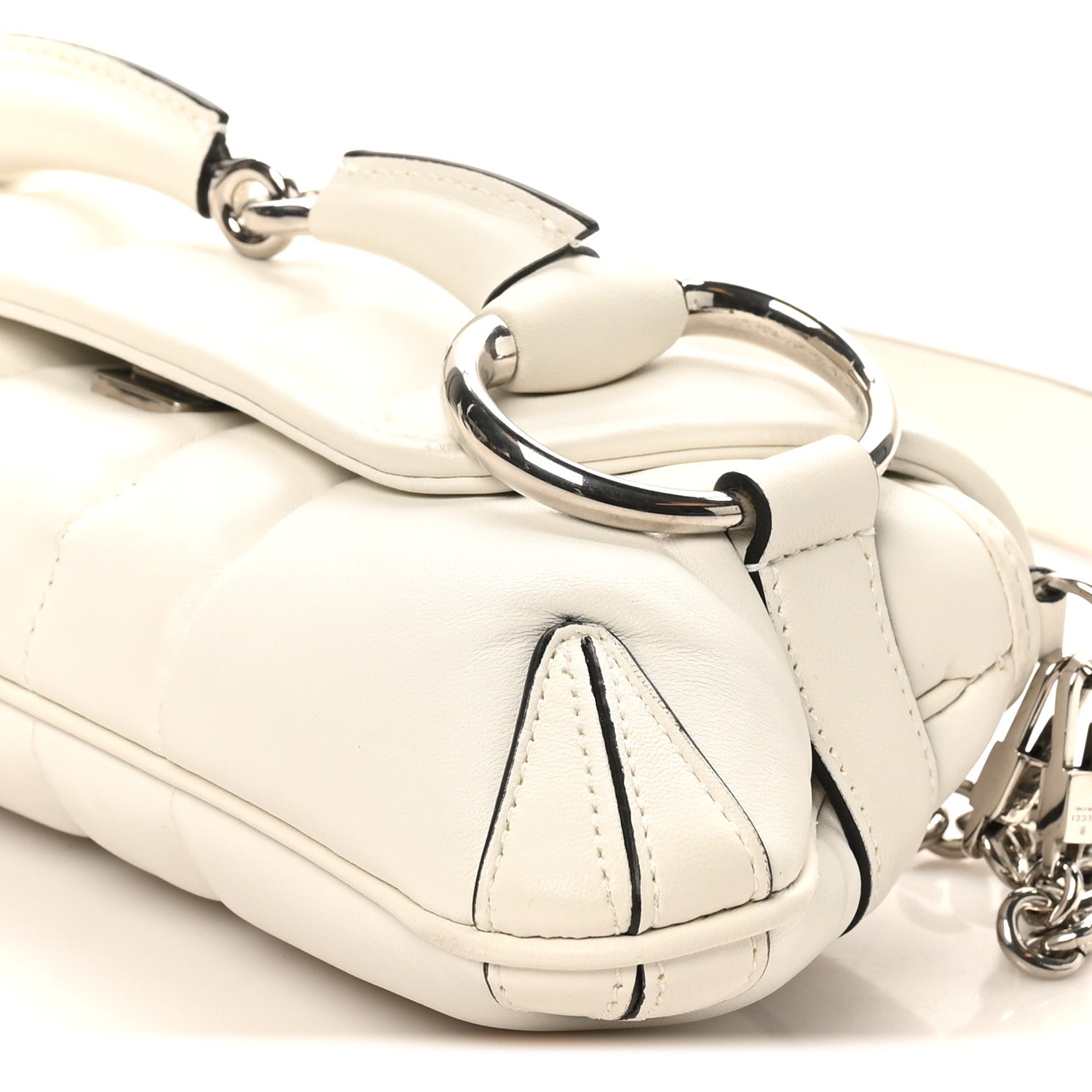 Nappa Vertical Matelasse Small Maxi Horsebit Chain Shoulder Bag Great White