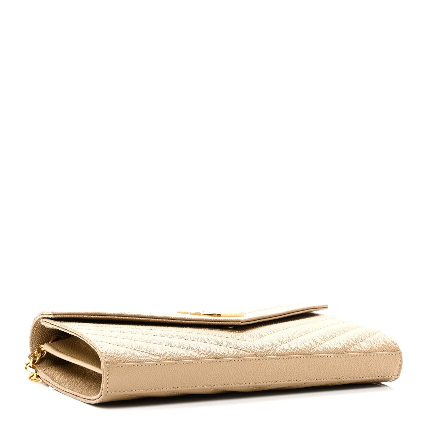 Grain De Poudre Matelasse Chevron Monogram Chain Wallet Dark Latte