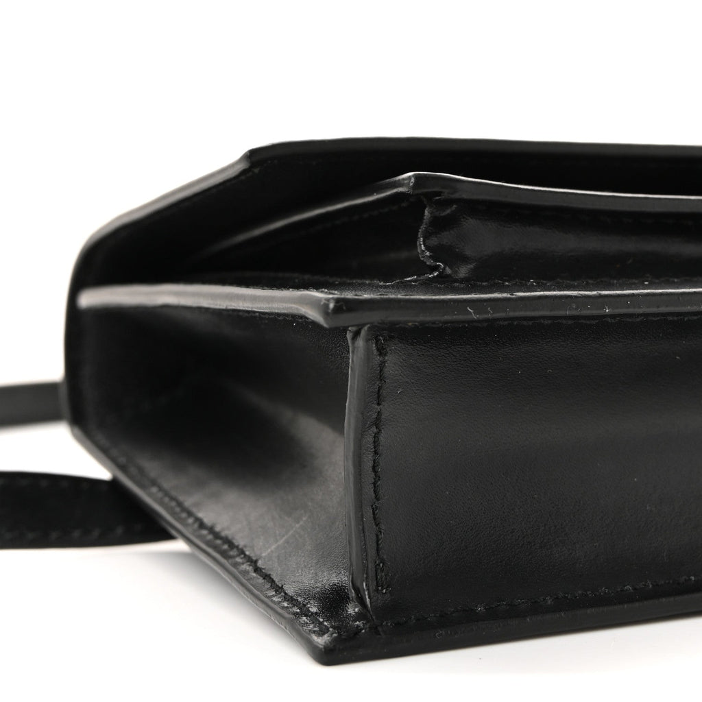 Shiny Box Calfskin Monochrome XS Sharp Belt Bag Black