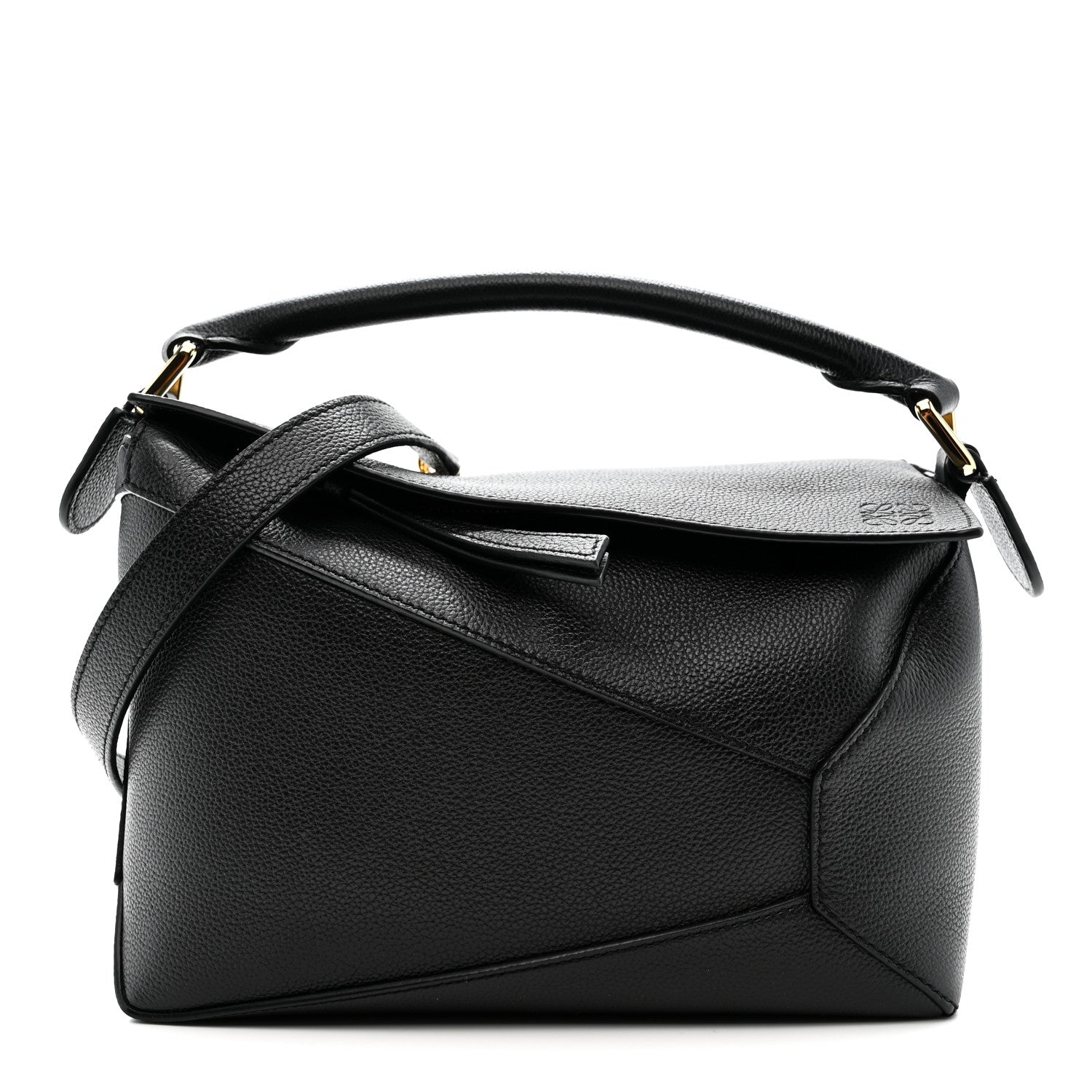 Calfskin Small Puzzle Edge Bag Black