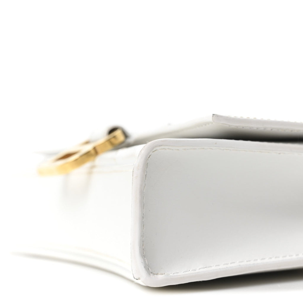 Shiny Box Calfskin Hourglass Chain Bag White