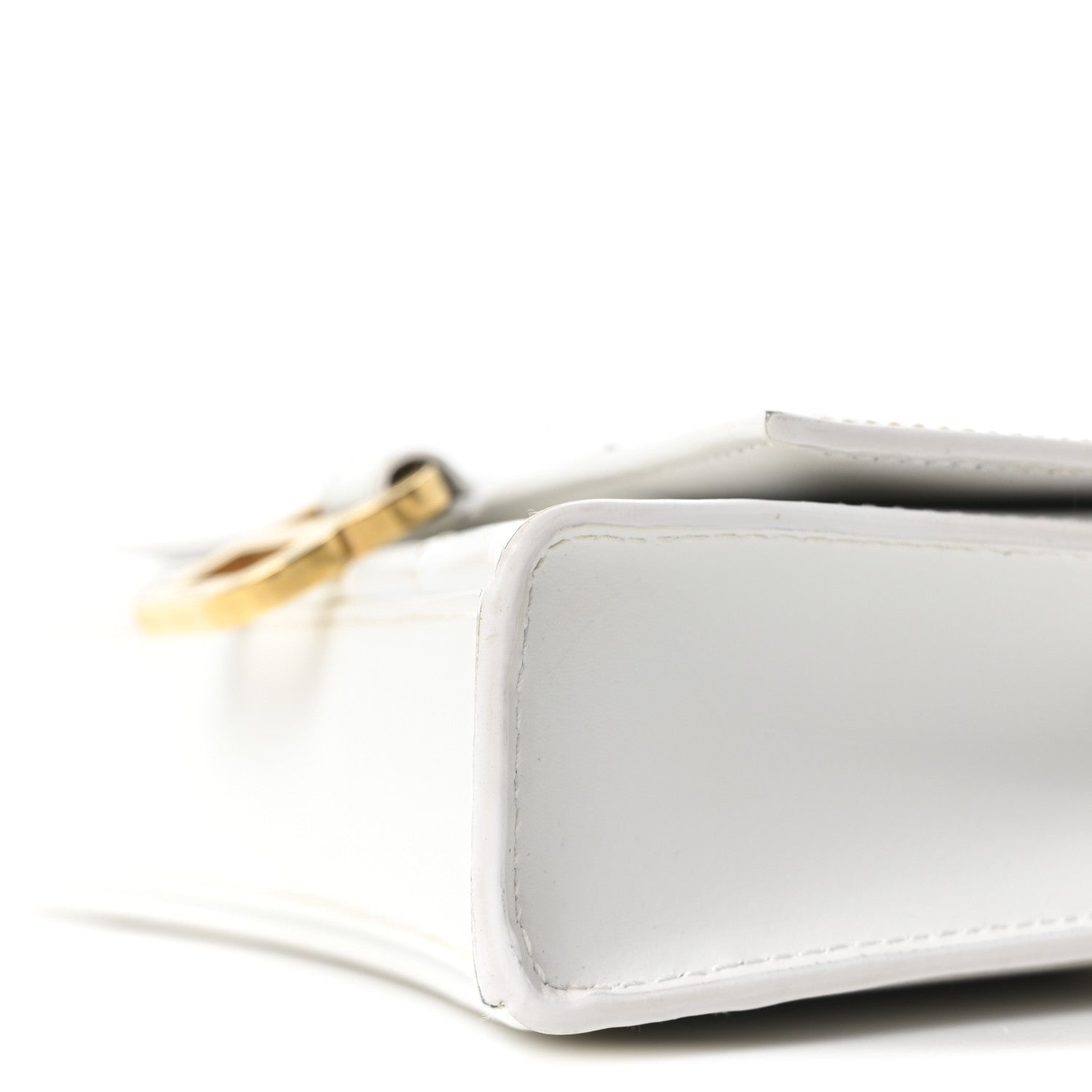 Shiny Box Calfskin Hourglass Chain Bag White
