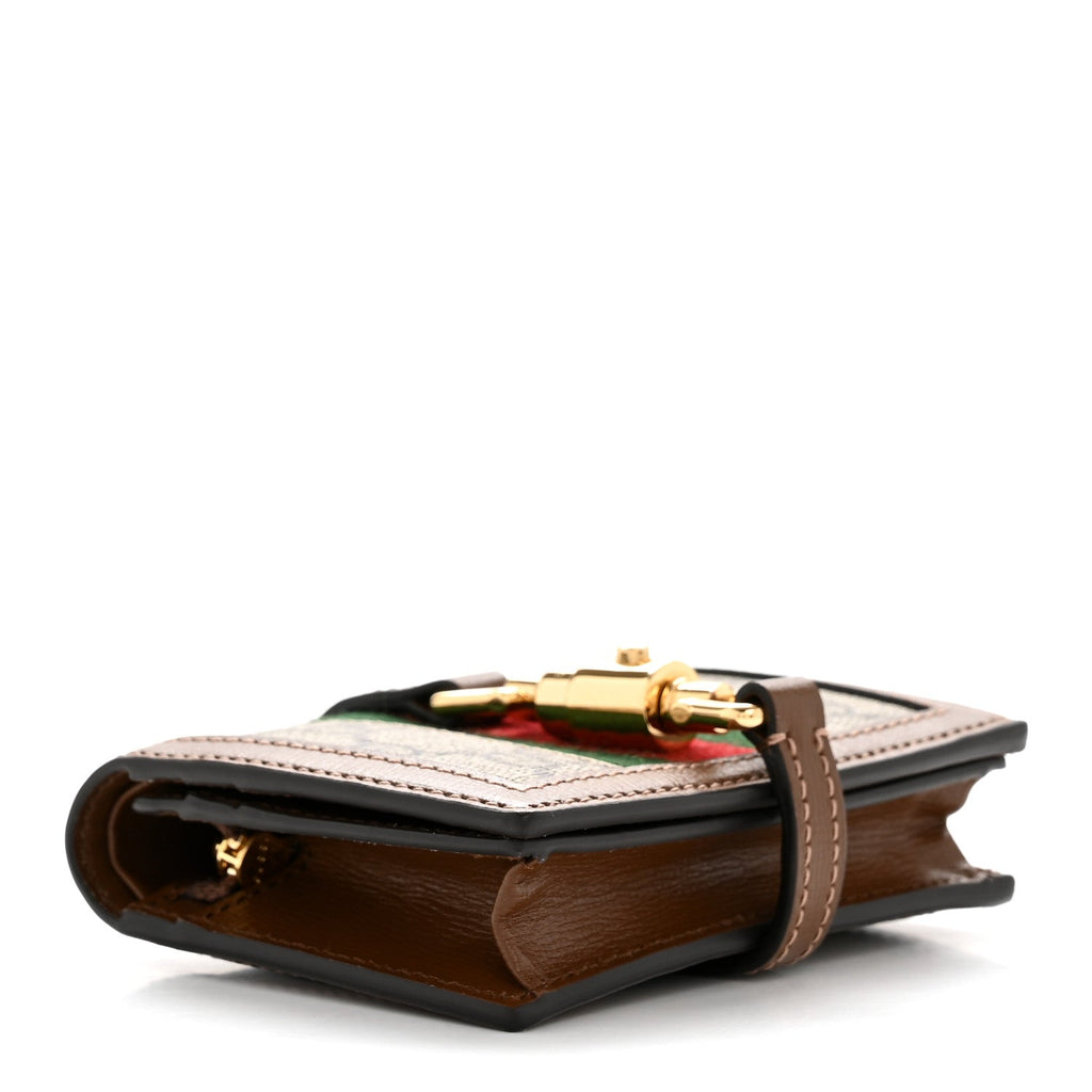 GG Supreme Monogram Textured Calfskin Web Jackie 1961  Case Beige Ebony Brown Sugar
