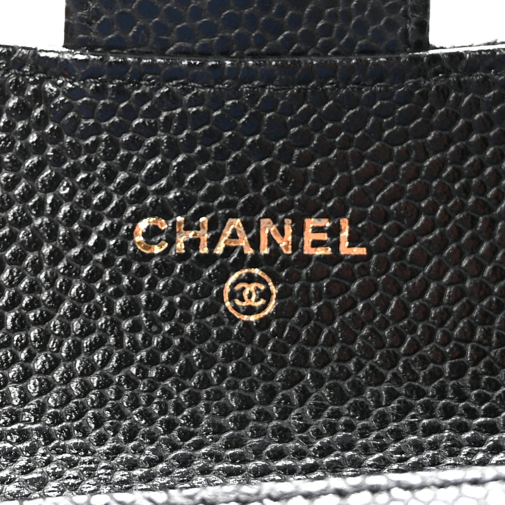 Caviar Quilted Flap  Holder Wallet Black