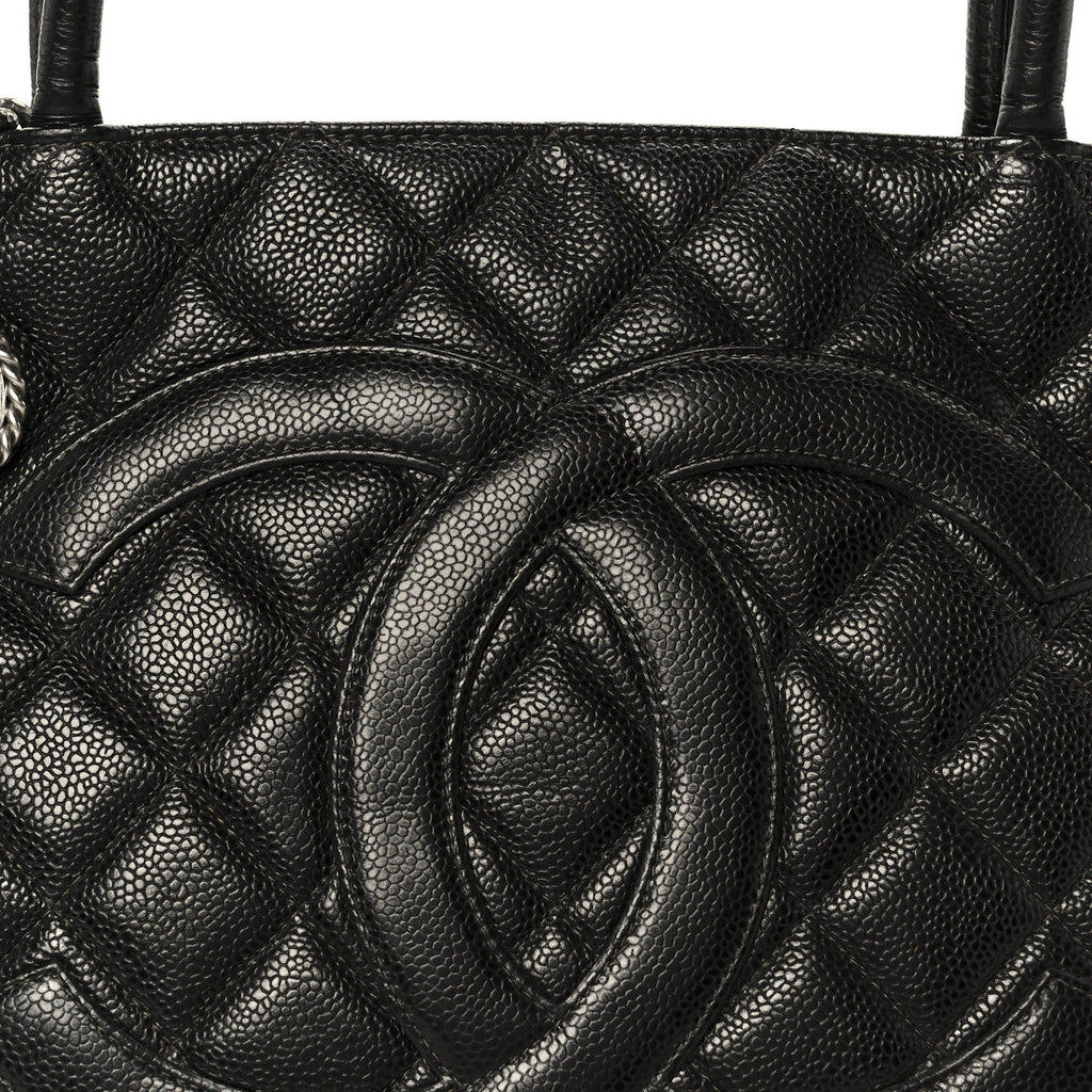 Caviar Quilted Medallion Tote Black
