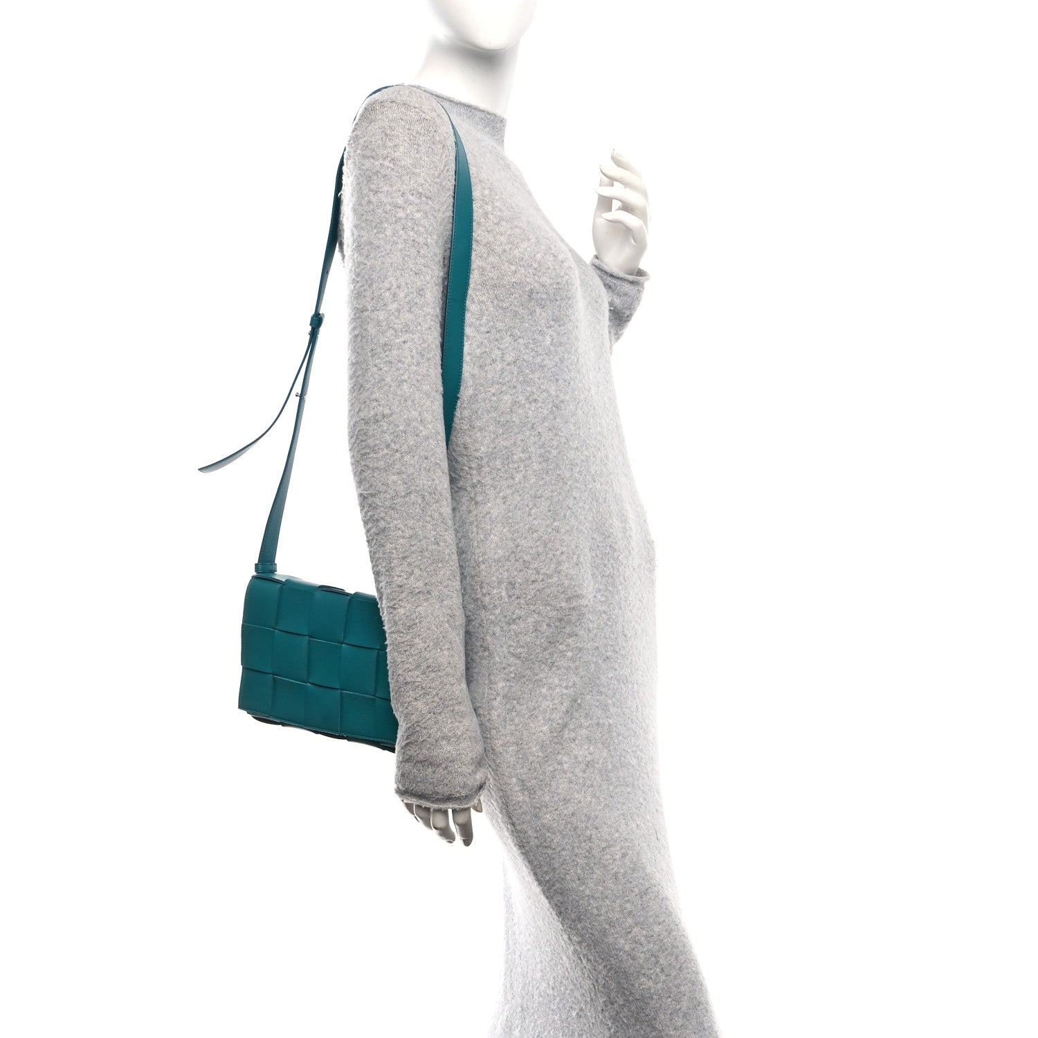 Lambskin Maxi Intrecciato Cassette Crossbody Bag Petrol Blue