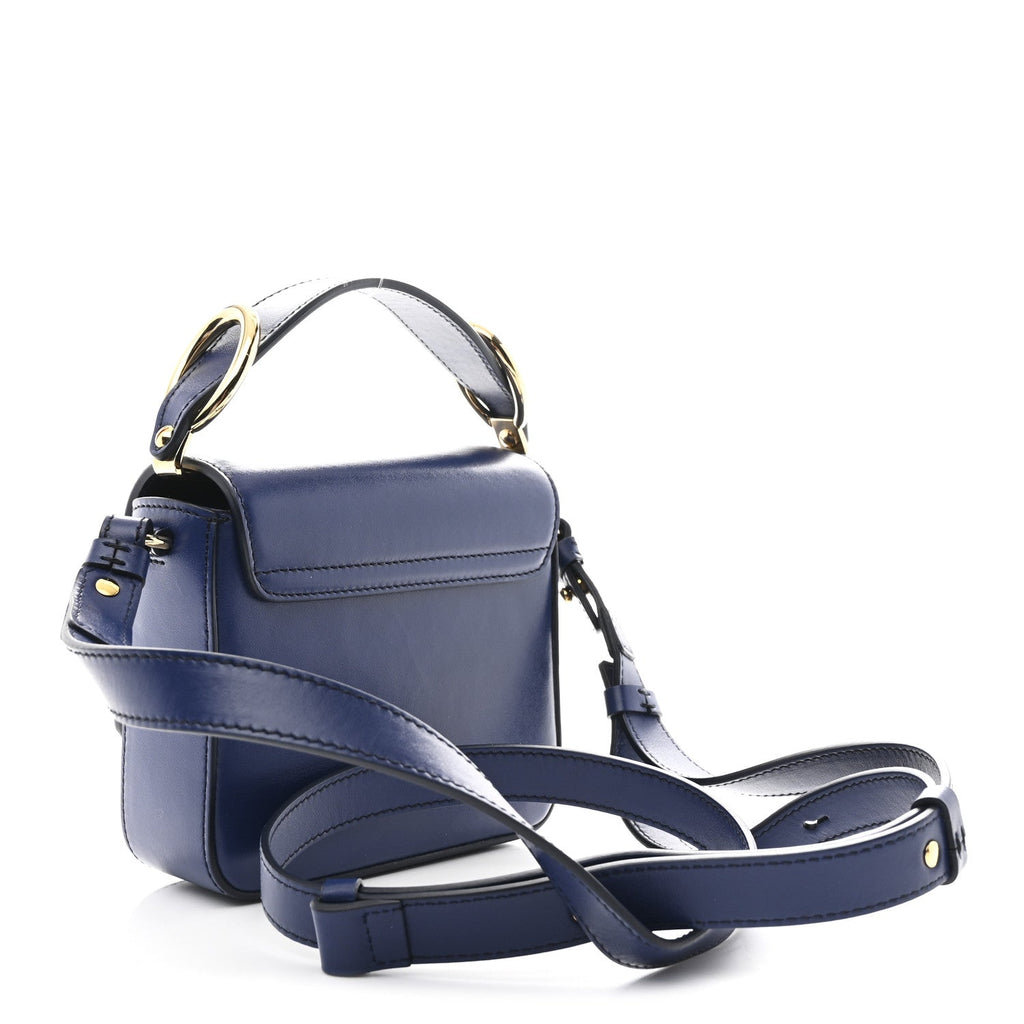 Shiny Calfskin Suede Mini C Bag Smoky Blue