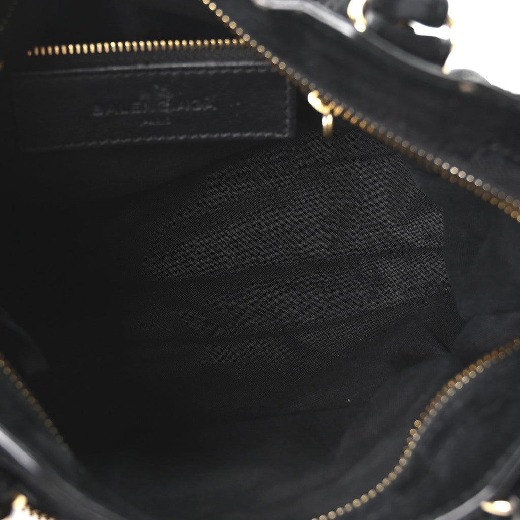 Baby Daim Suede Gold Metallic Edge Hardware Mini City Black