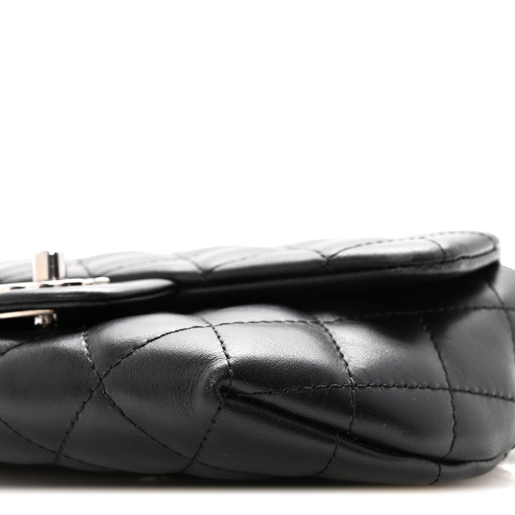 Calfskin Quilted CC Uniform Flap Belt Bag Black