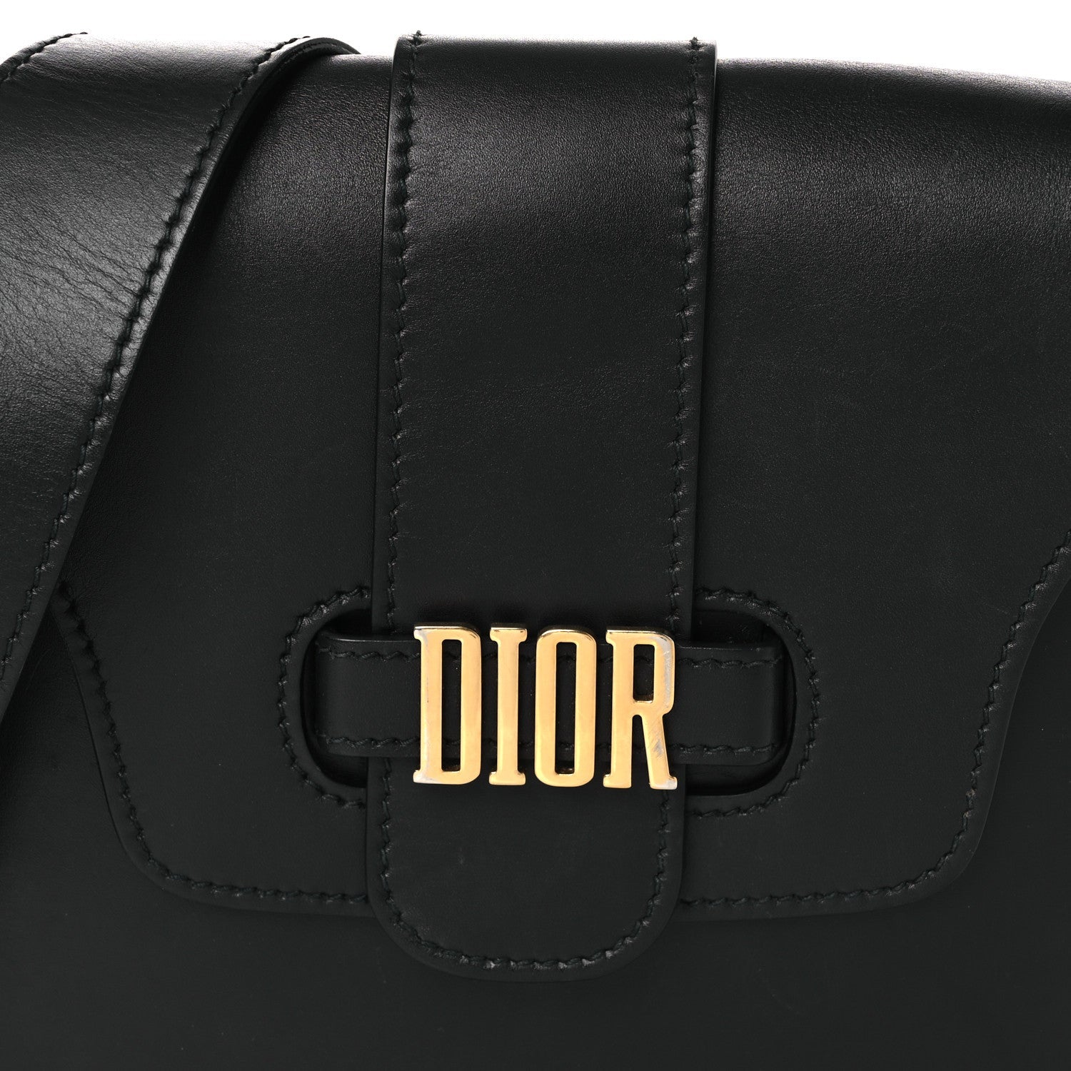 Calfskin D Fence Saddle Bag Black