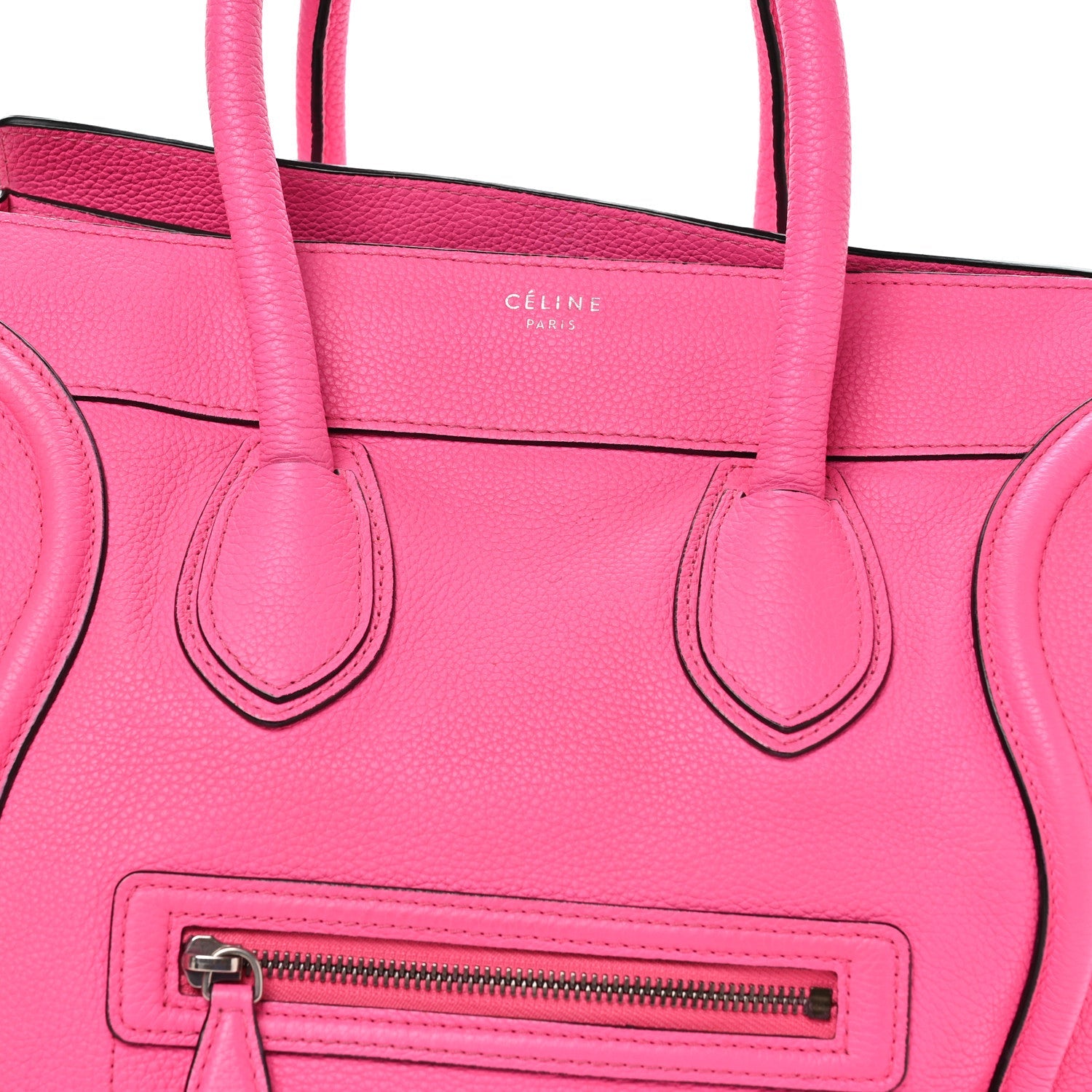Drummed Calfskin Mini Luggage Fluo Pink