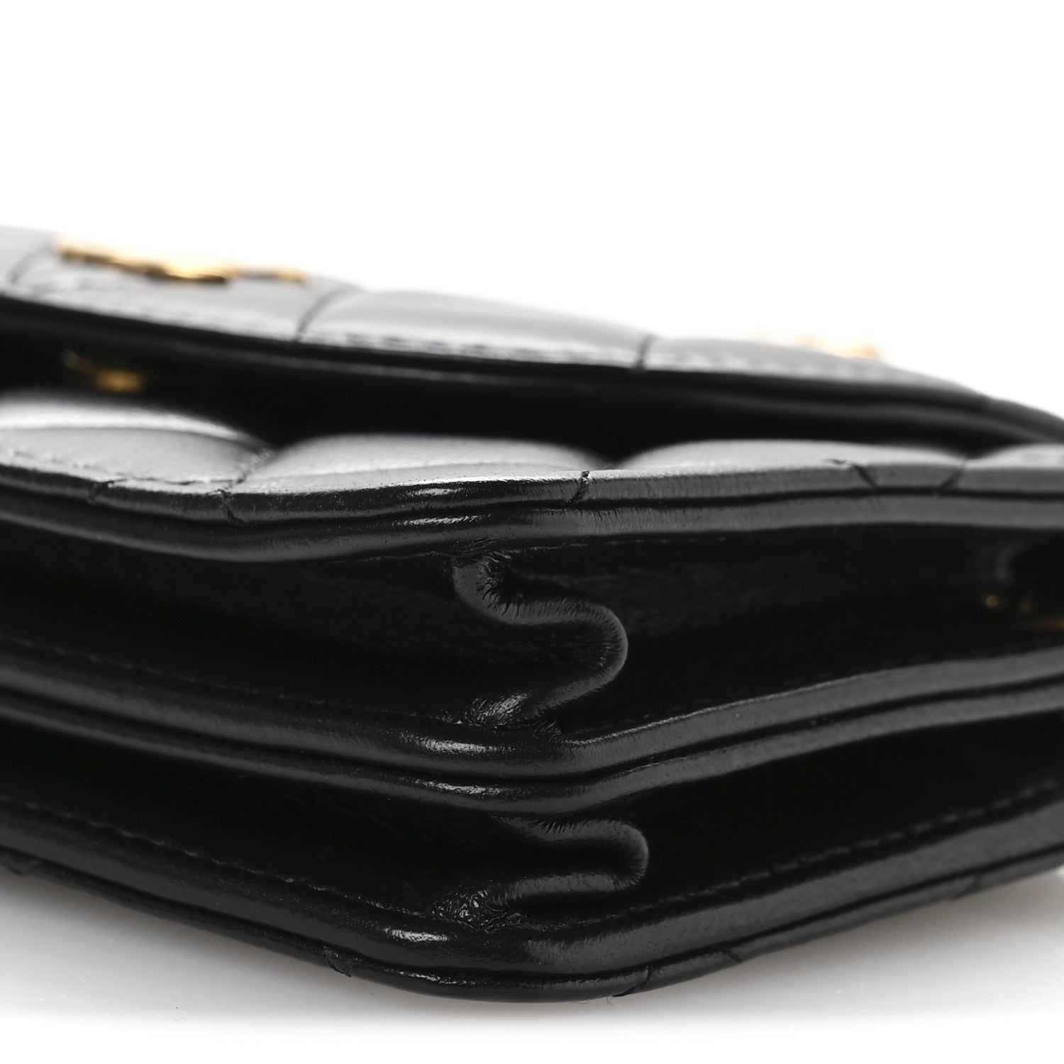 Lambskin Quilted Phone Holder Flap Black