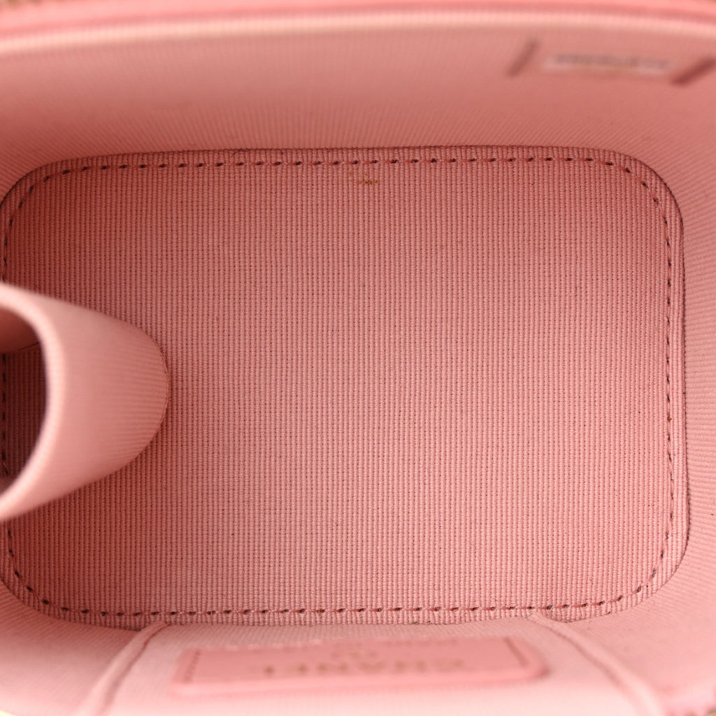 Caviar Quilted Mini Vanity Case With Chain Pink