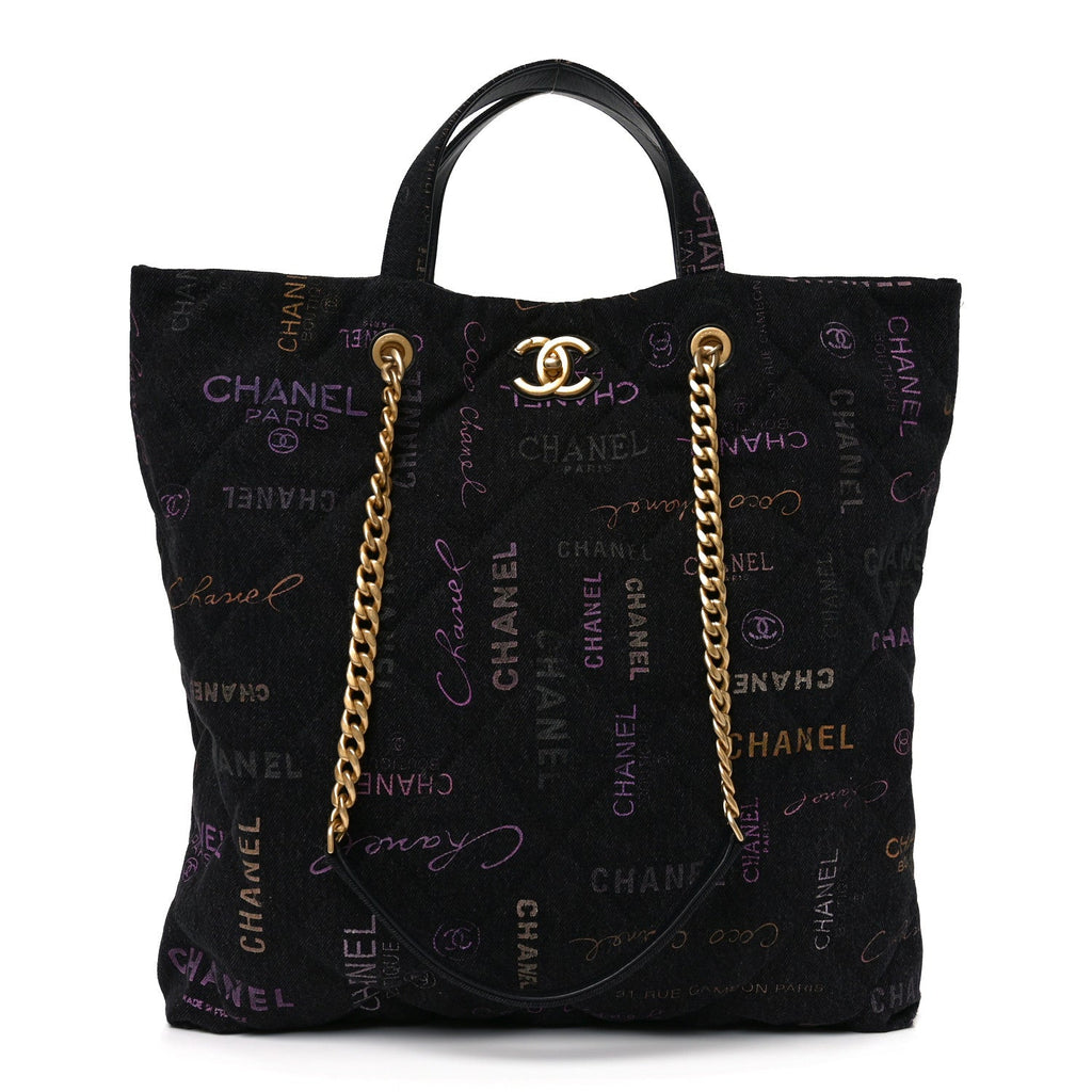 Denim Quilted Denim Mood Maxi Shopping Bag Black Multicolor