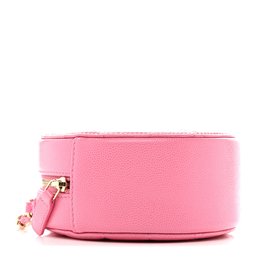 Caviar Quilted Gripoix CC Round Clutch With Chain Pink