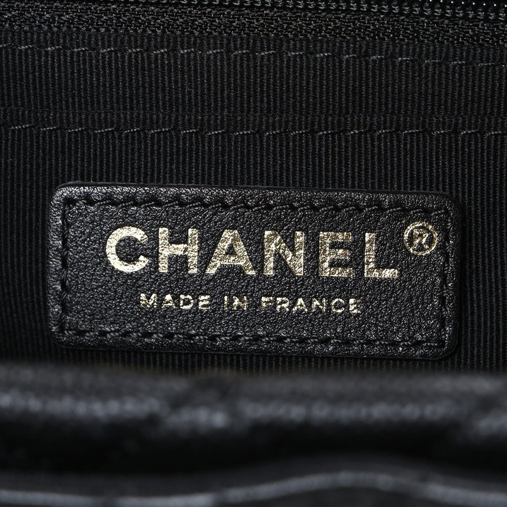 Caviar Calfskin Quilted Small Top Handle Flap Black