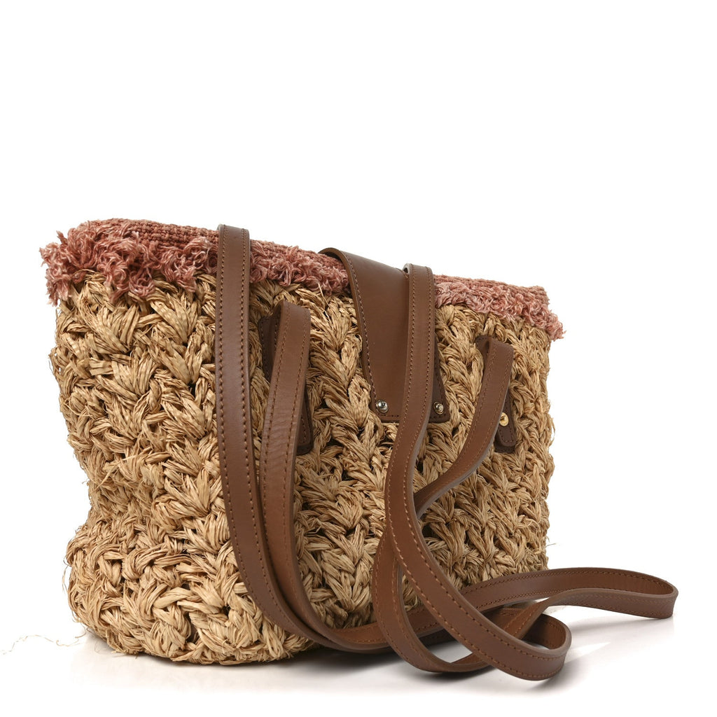 Straw Raffia Tote Natural Pink