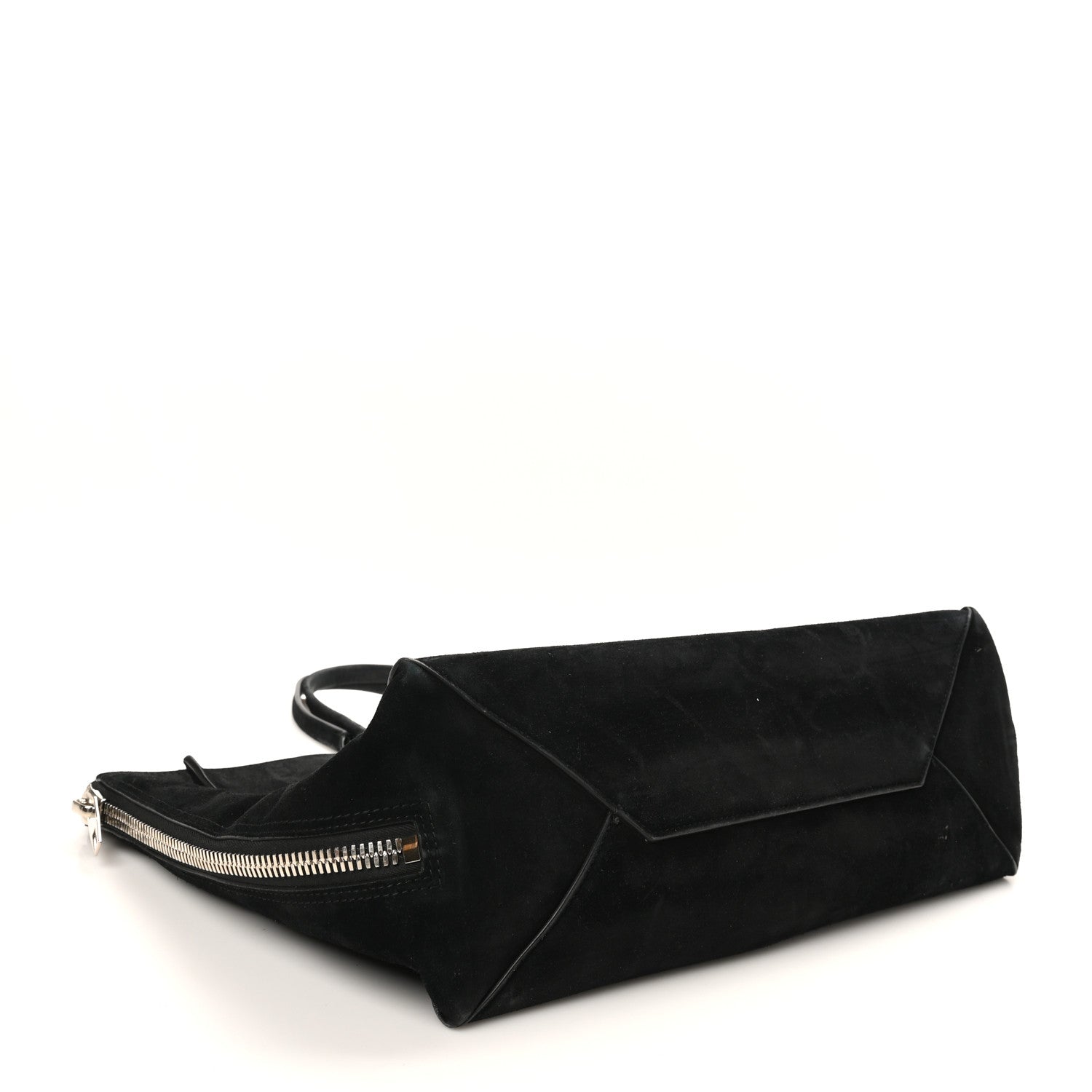 Daim Suede Plate Hardware Papier A6 Zip Around Tote Black