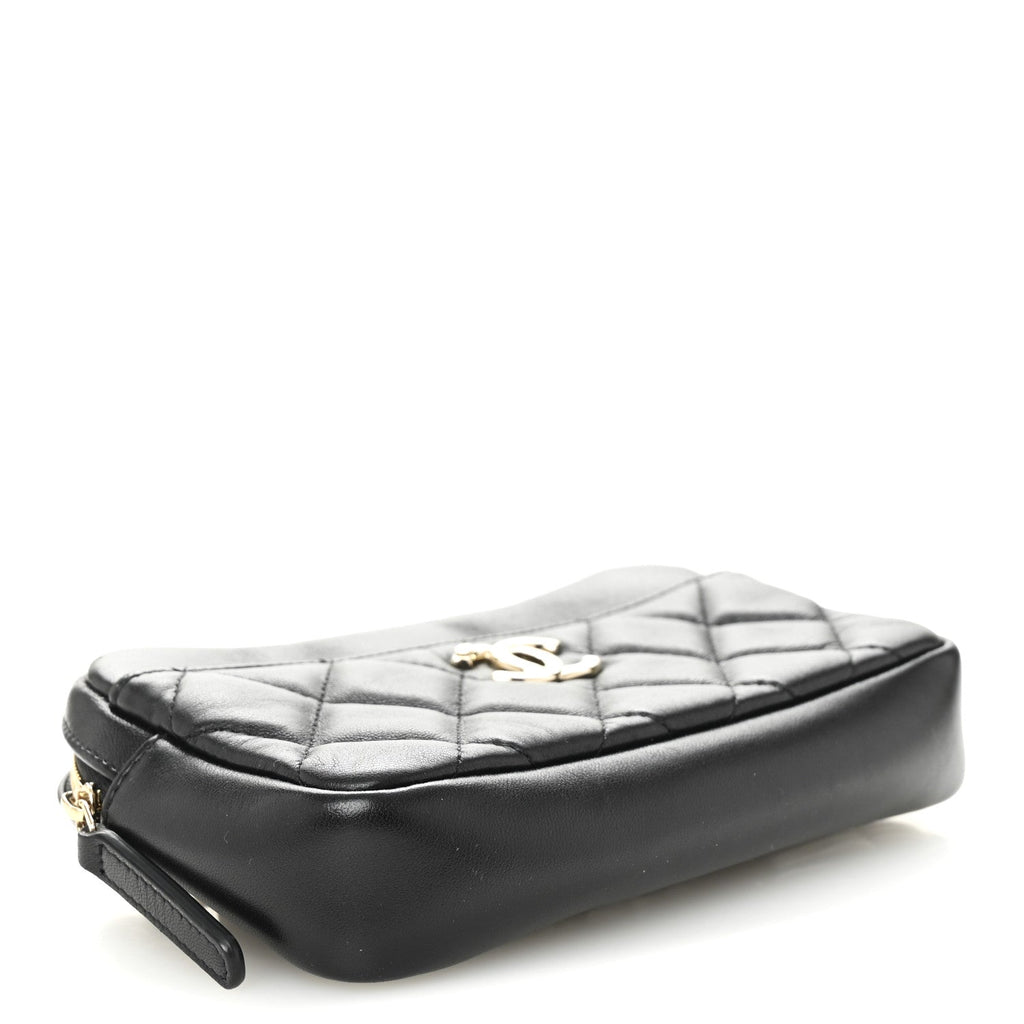 Lambskin Quilted Waist Bag Black