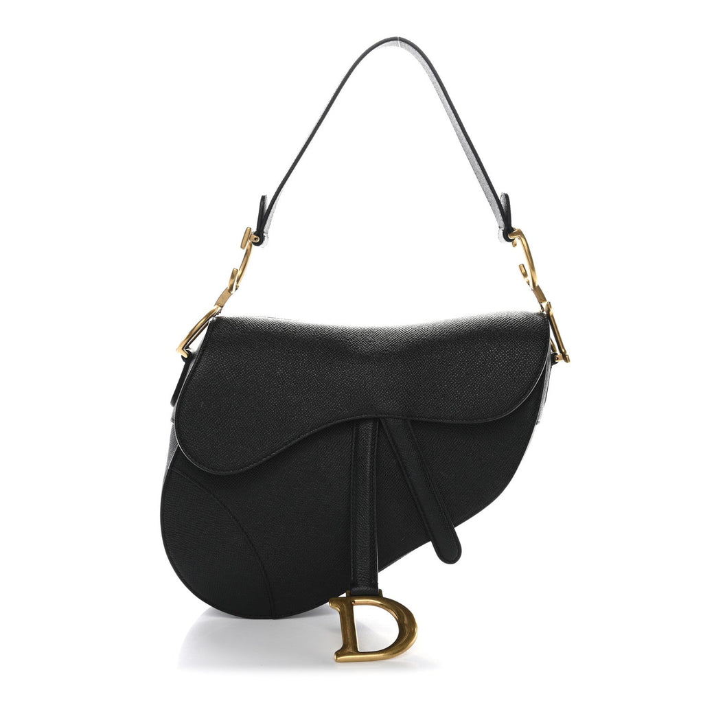 Grained Calfskin Saddle Bag Black
