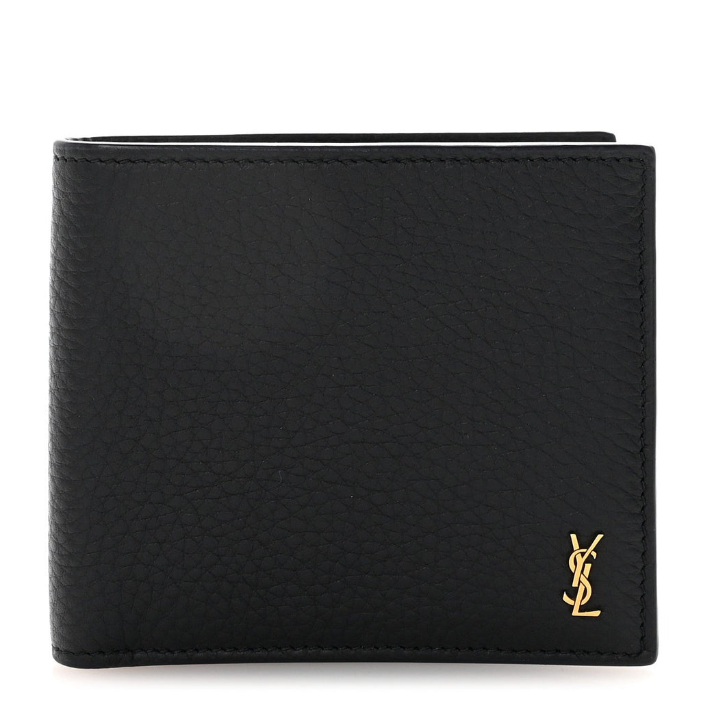 Grained Calfskin Tiny Cassandre East West Wallet Midnight Blue