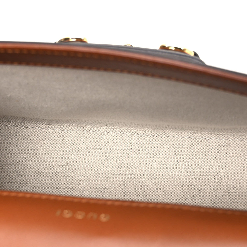New Canvas Charisma Calfskin Crystal GG Monogram Mini Horsebit 1955 Shoulder Bag Camel Ebony