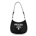 Paillettes Sequin Logo Cleo Adjustable Strap Shoulder Bag Black White