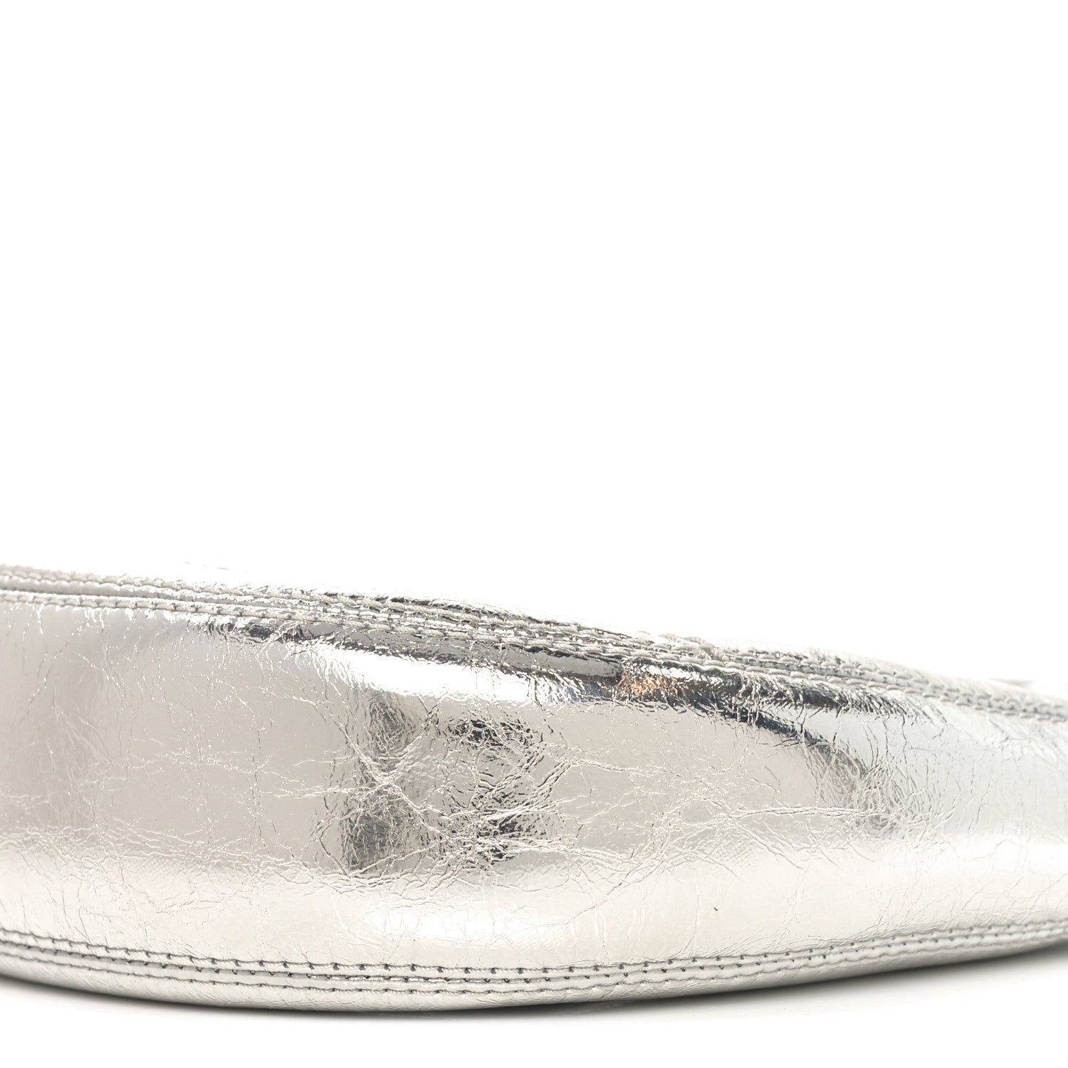 Crinkled Calfskin Crusier Crescent Bag Silver