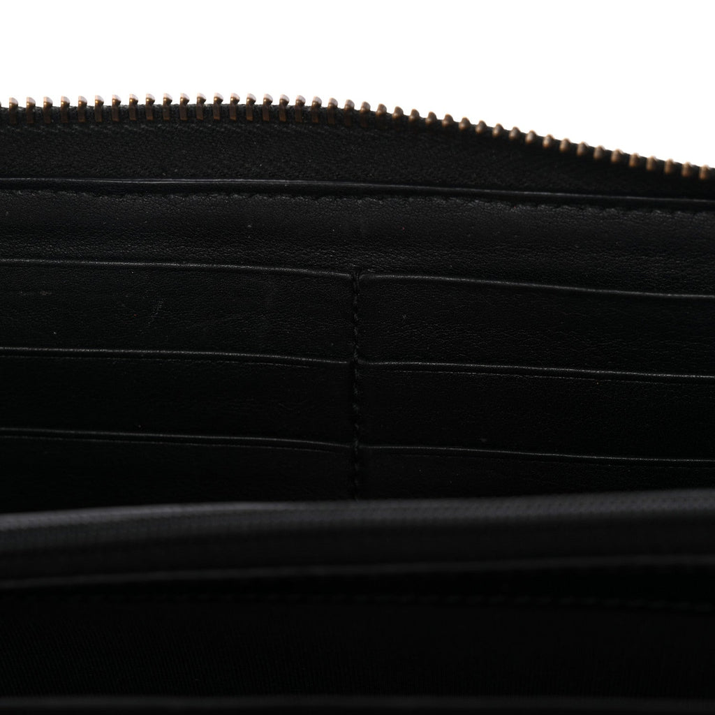 Calfskin Matelasse GucciGhost GG Marmont Zip Around Wallet Black New Acquamarine