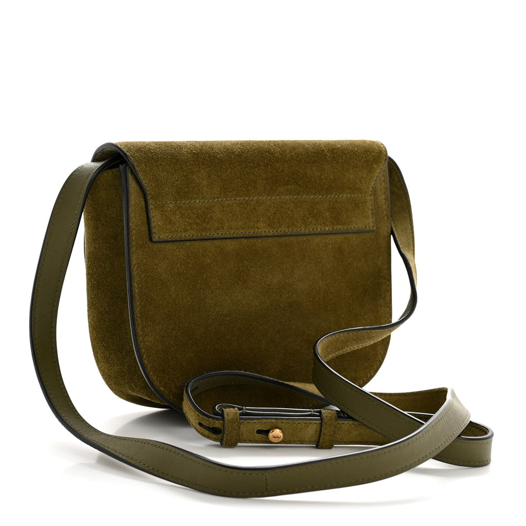 Suede Calfskin Monogram Small Kaia Satchel Olive Green