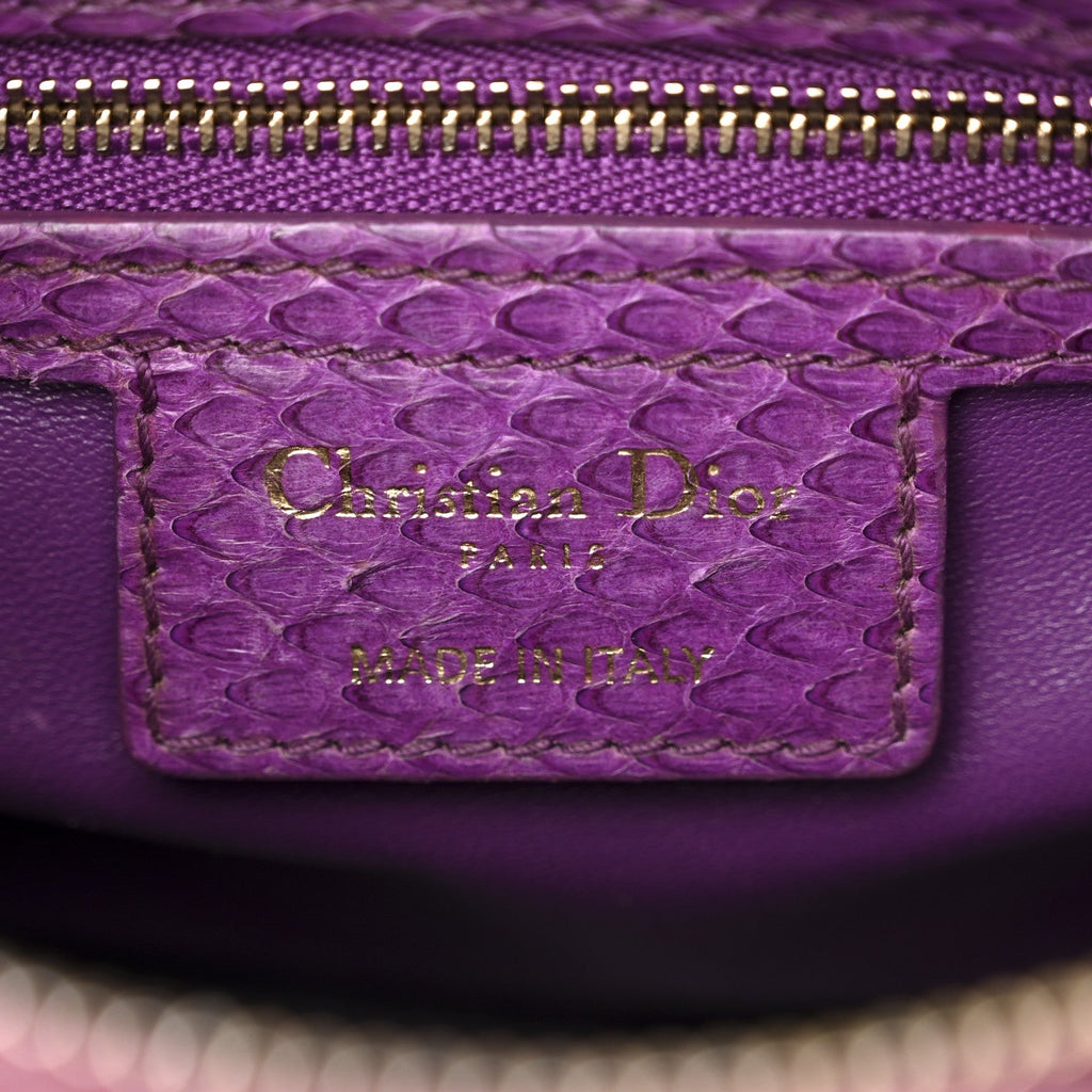 Snakeskin Medium Lady Dior Purple