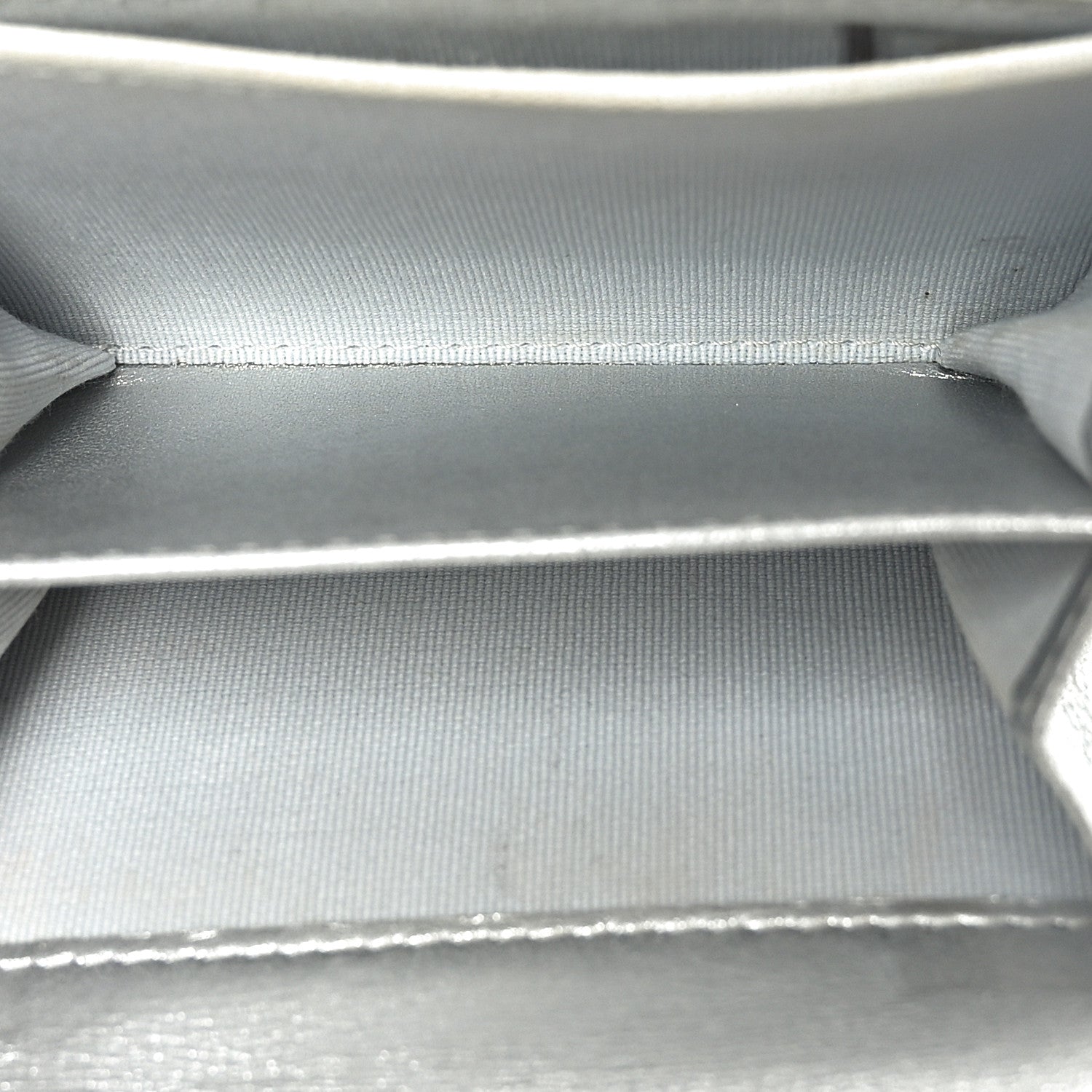 Metallic Lambskin Quilted Flap  Holder Wallet Silver