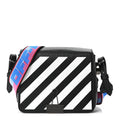 Saffiano Striped Mini Diag Binder Clip Bag Black White Indus