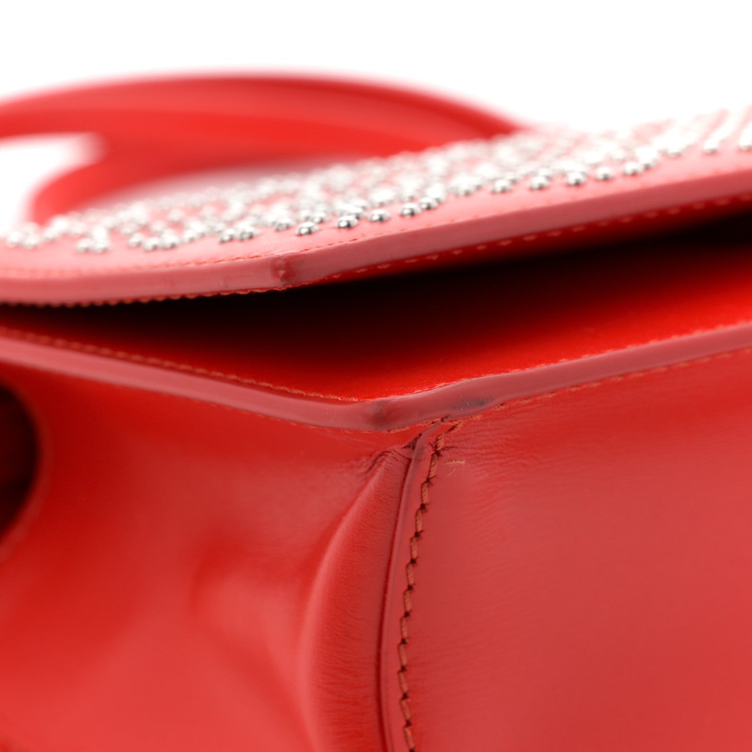 Calfskin Arabesque Studded Franca Crossbody Piment