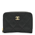 Caviar Quilted Zip Coin Purse Black
