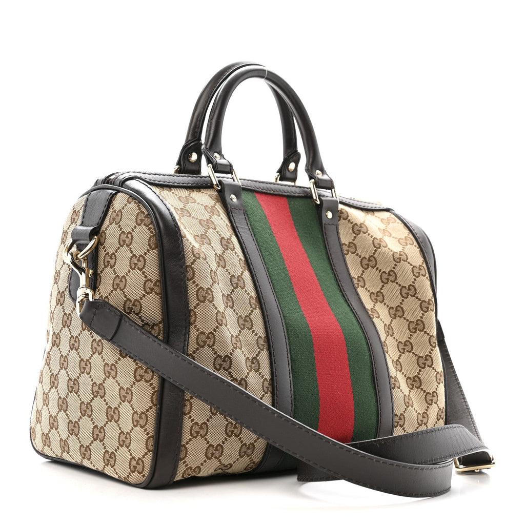 Monogram Selleria Calfskin Vintage Web Medium Boston Dark Brown