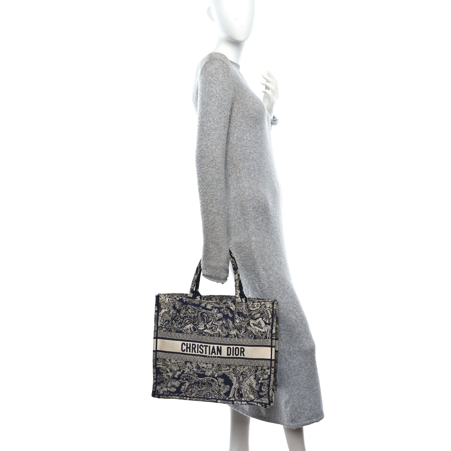 Canvas Embroidered Large Dioriviera Toile De Jouy Reverse Book Tote Blue