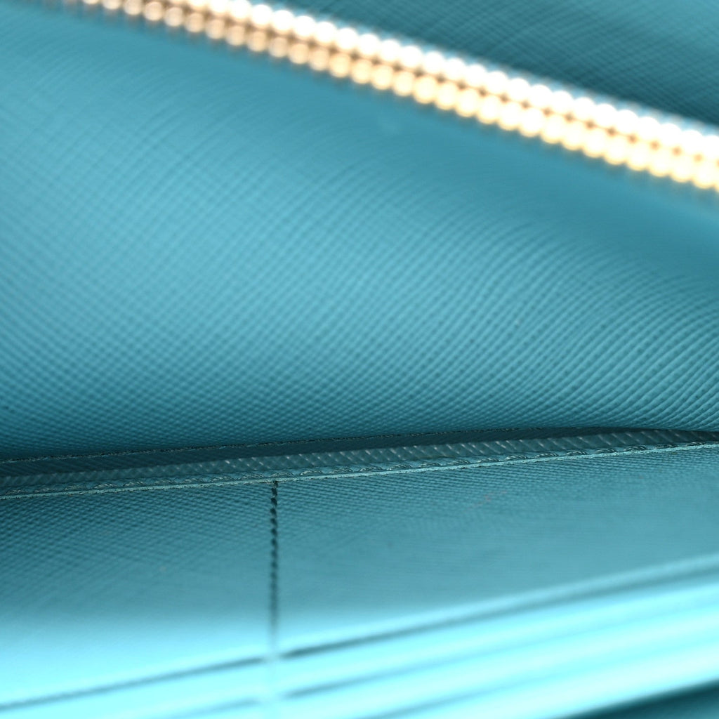 Saffiano Metal Continental Flap Wallet Bluette Cobalto Turchese