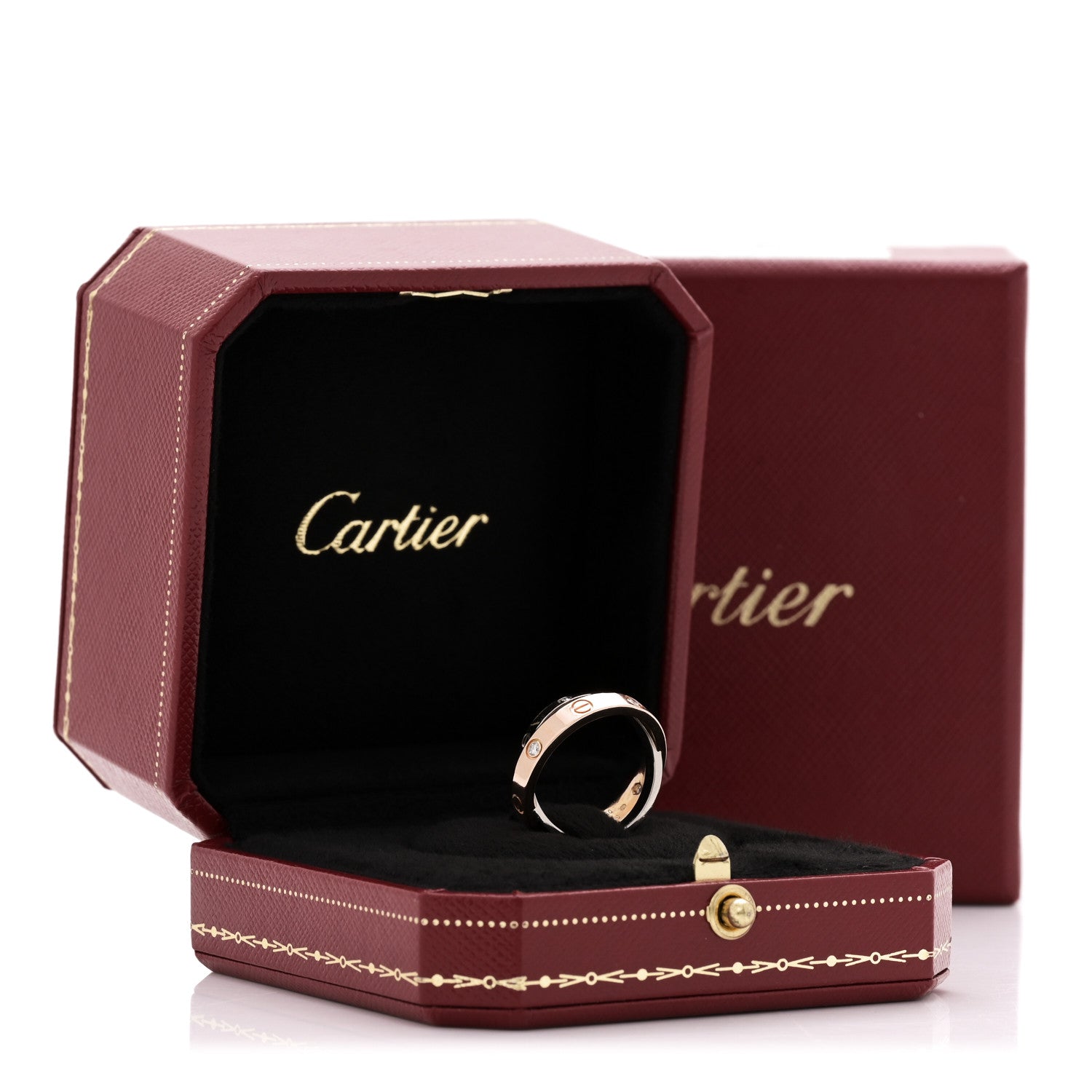 18K Pink White Gold 6 Diamond LOVE Ring 50 5.5