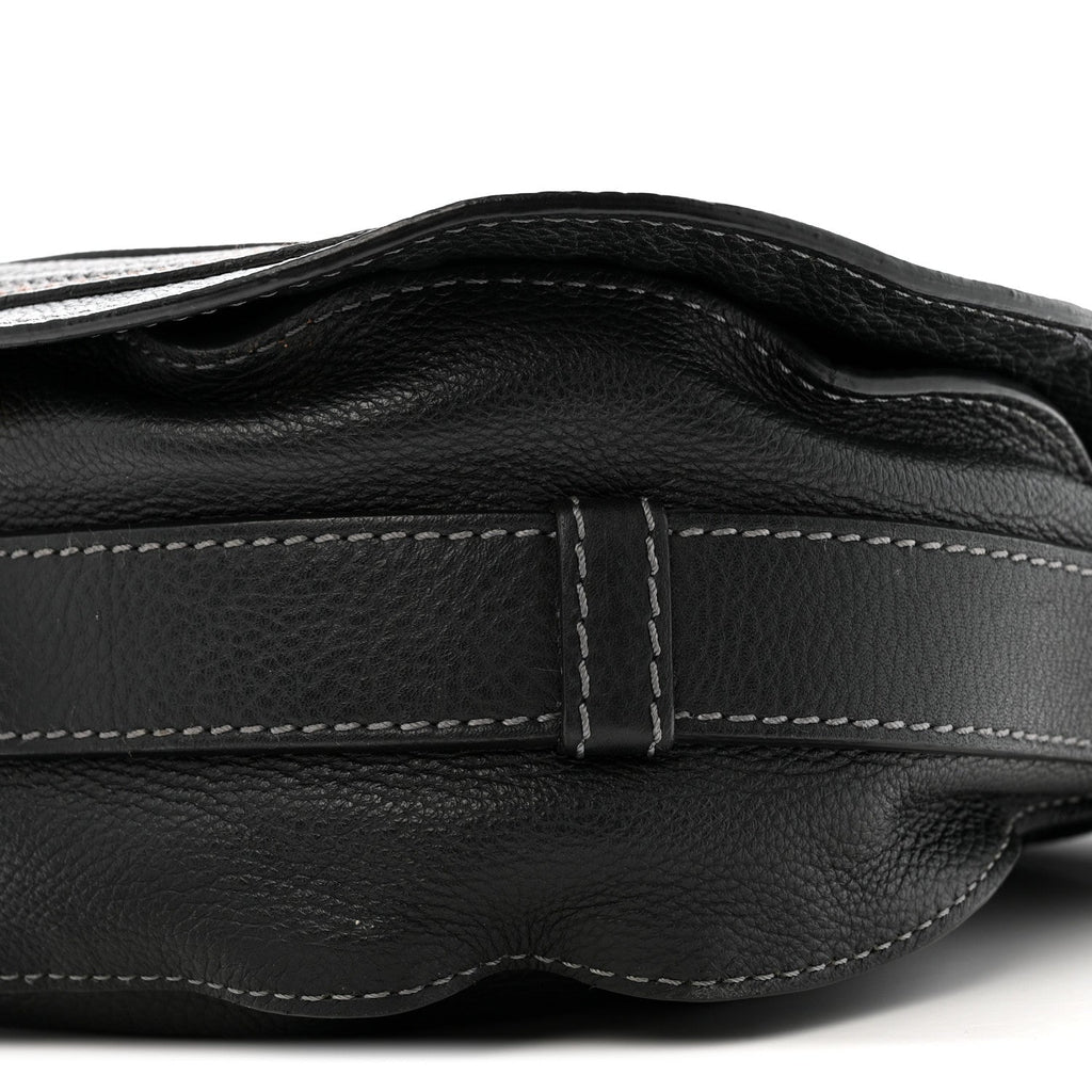 Grained Calfskin Medium Marcie Saddle Bag Black