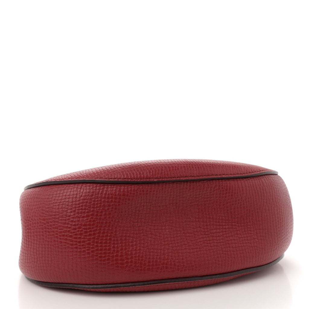 Grained Calfskin Lambskin Bi-Color Drew Shoulder Bag Red