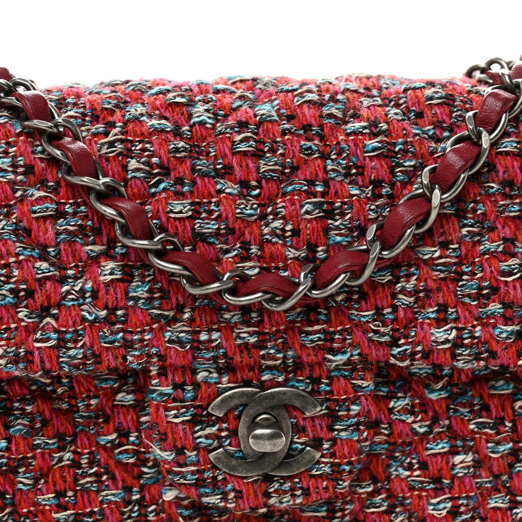 Tweed Quilted Mini Rectangular Flap Red Blue Ecru Black Pink