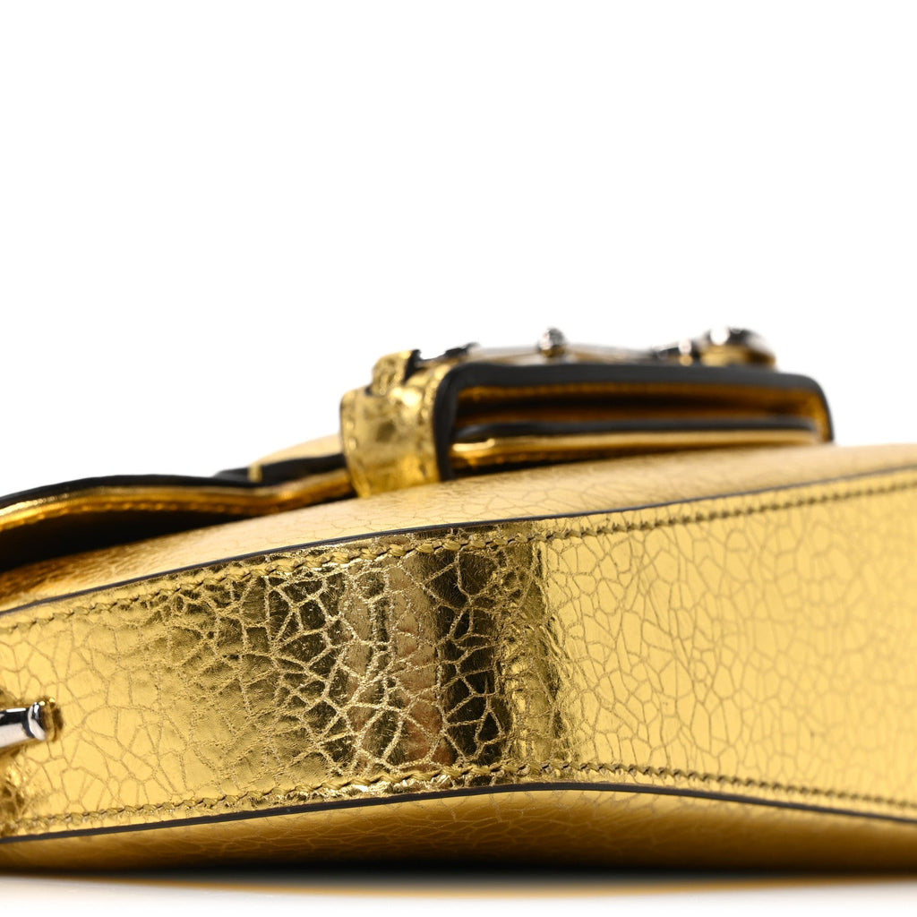 Metallic Demetra Mini Horsebit 1955 Asymmetric Shoulder Bag Gold
