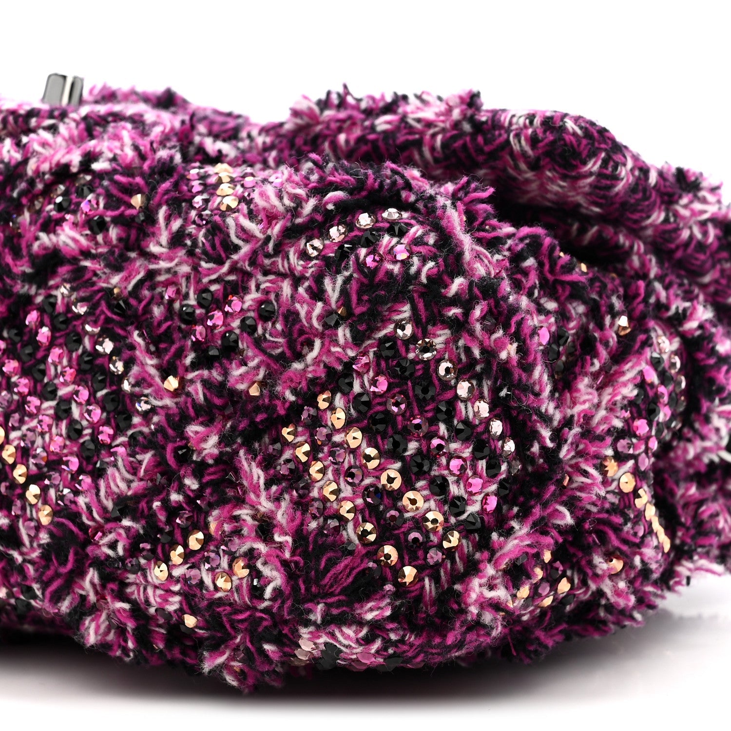 Crystal Tweed Quilted Medium Double Flap Purple Multicolor