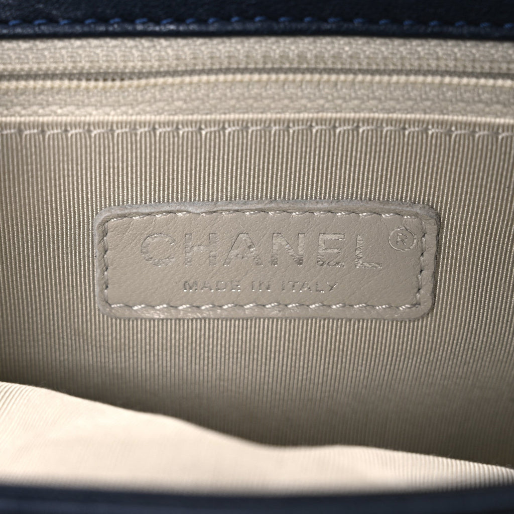 Washed Lambskin Quilted Mini Chain Around Messenger Navy Blue