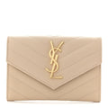 Grain De Poudre Matelasse Chevron Small Monogram Envelope Wallet Dark Beige