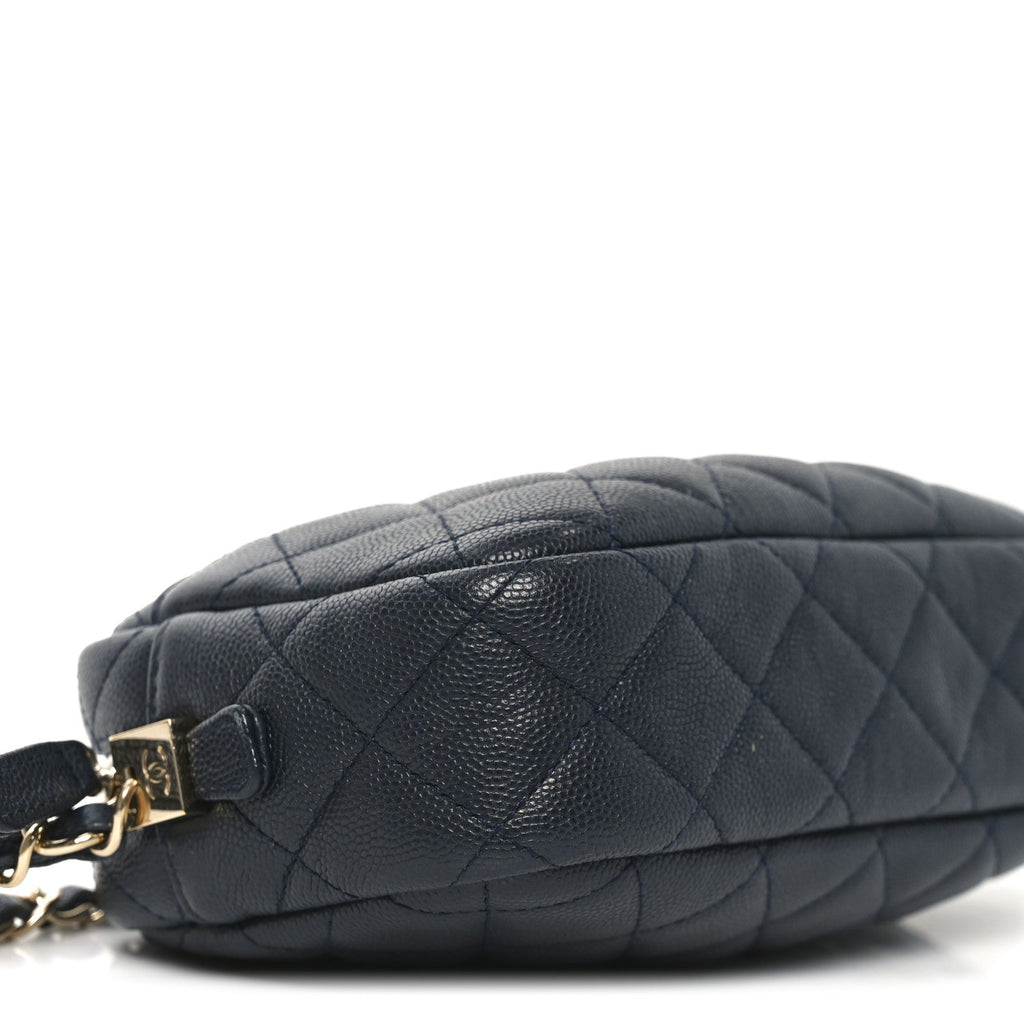 Caviar Quilted Camera Case Navy